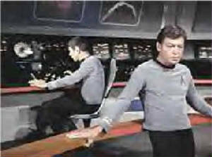 Len sat in Spock's lap, so Kirk seperated them.